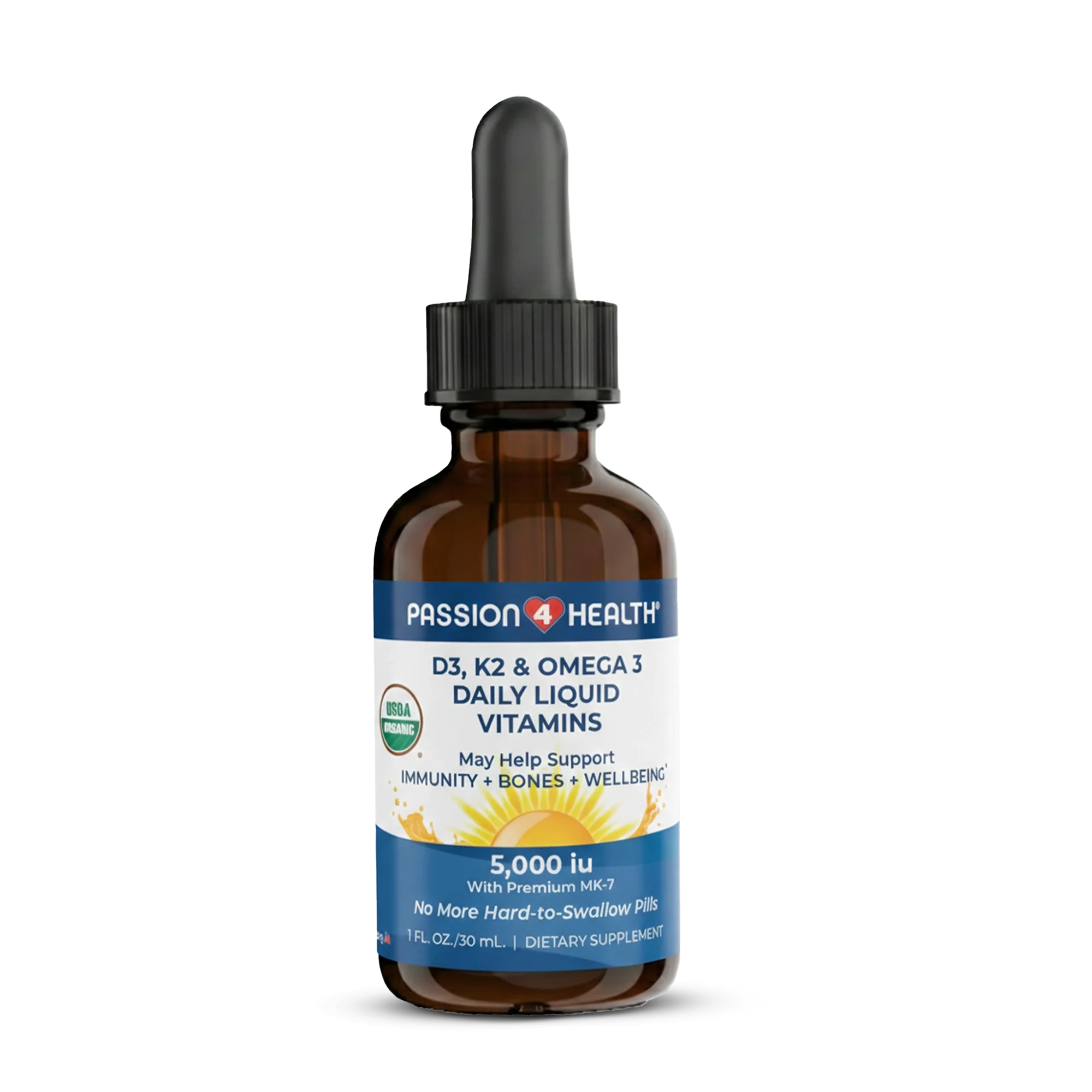 D3, K2 & Omega-3 Daily Liquid Vitamins